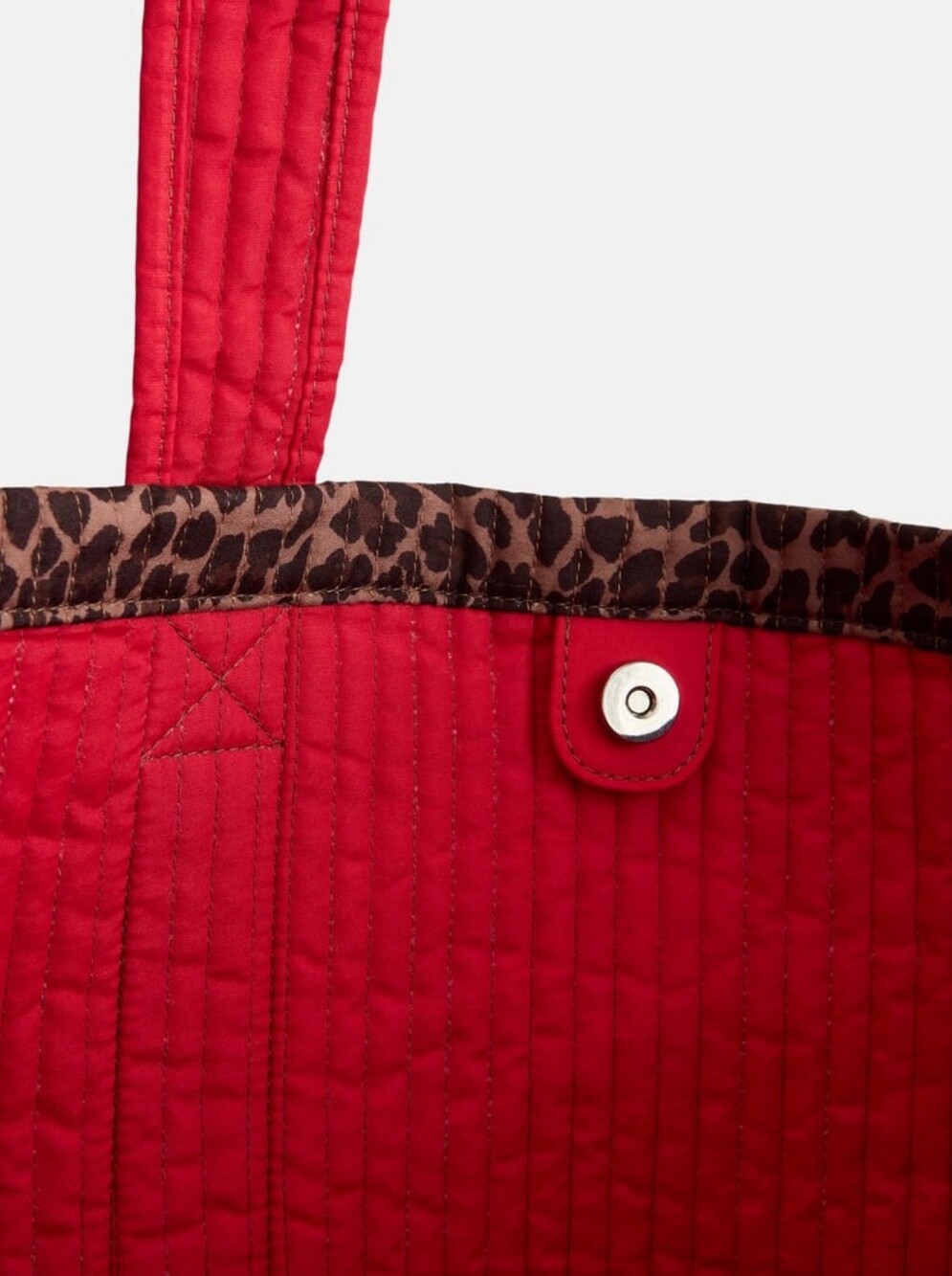 Leopard Print Tote Bag with Red Straps - Picture 3 of 7